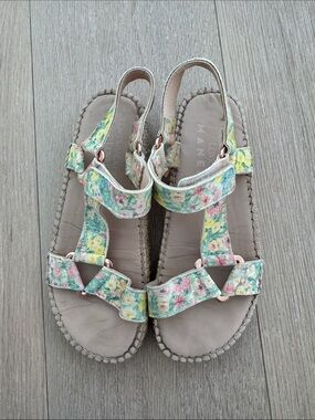 LoveShackFancy Pastel Floral Espadrille Sandals in Yellow, Pink & Mint